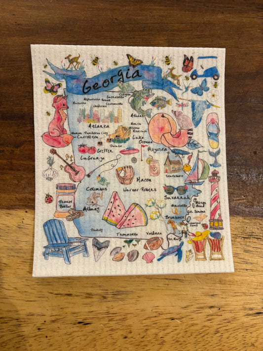 Georgia State Map Swedish Dishcloth
