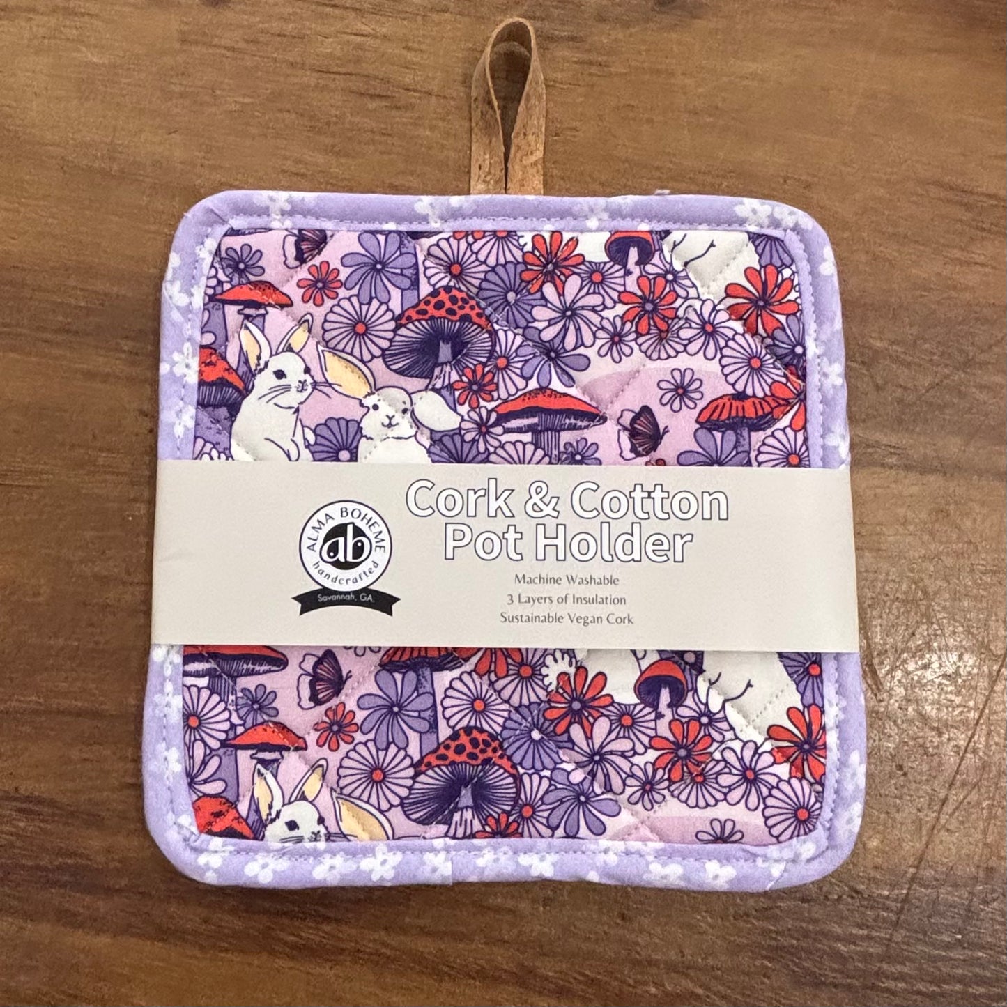 Quilted Cork & Cotton Pot Holder - Alma Boheme