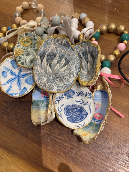 Beaded oyster shell charms
