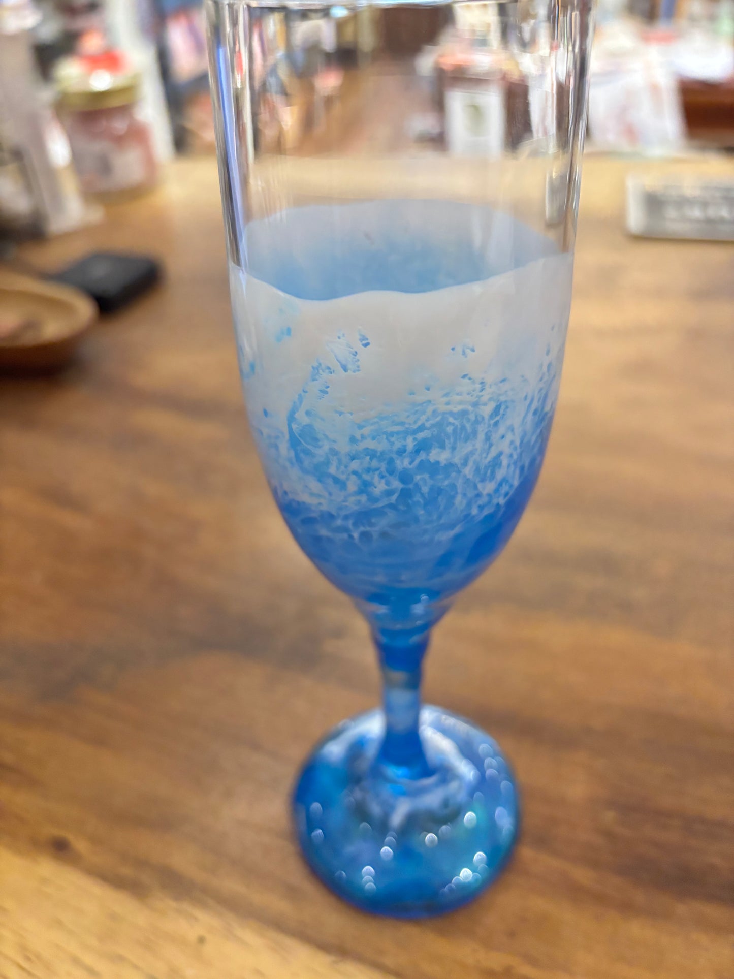 Ocean resin on flute glass