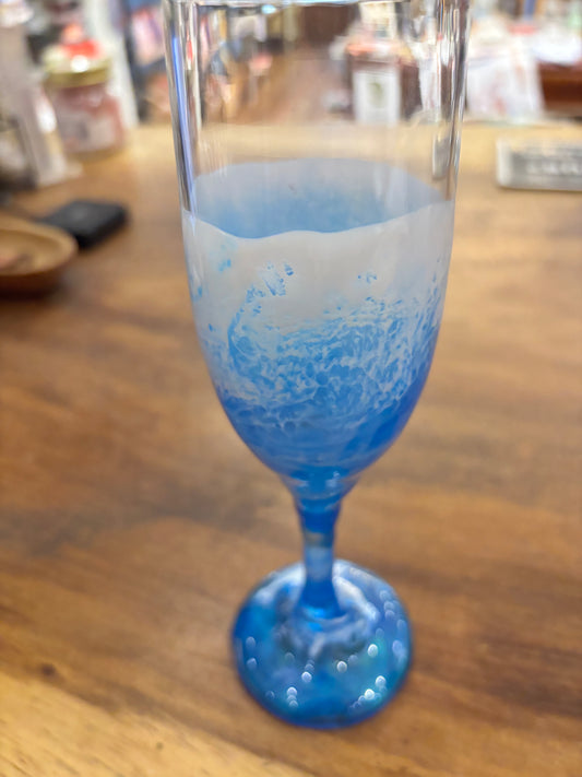 Ocean resin on flute glass