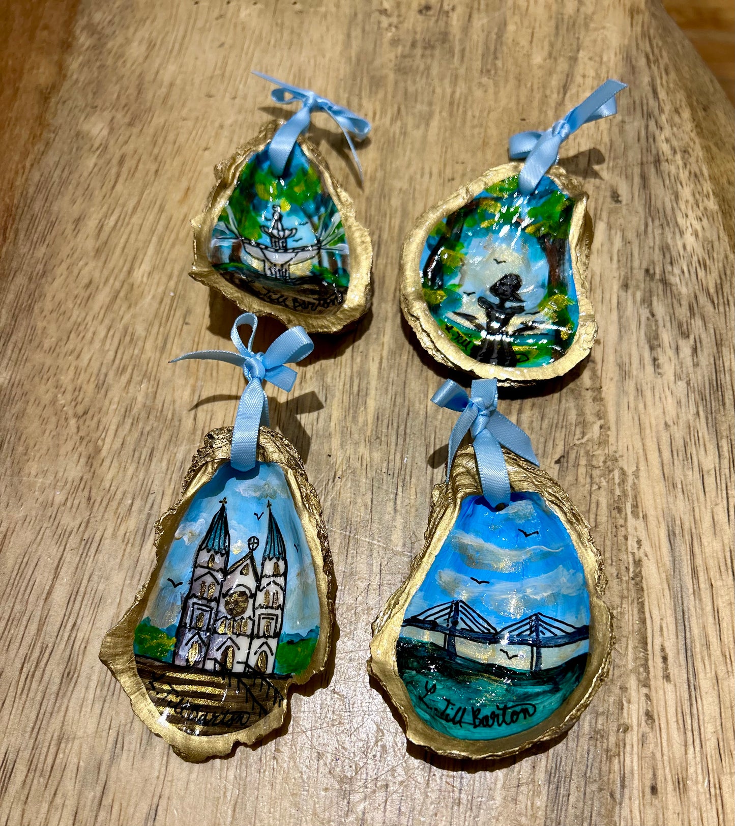 Handpainted Oyster Ornaments by Laura Till Barton