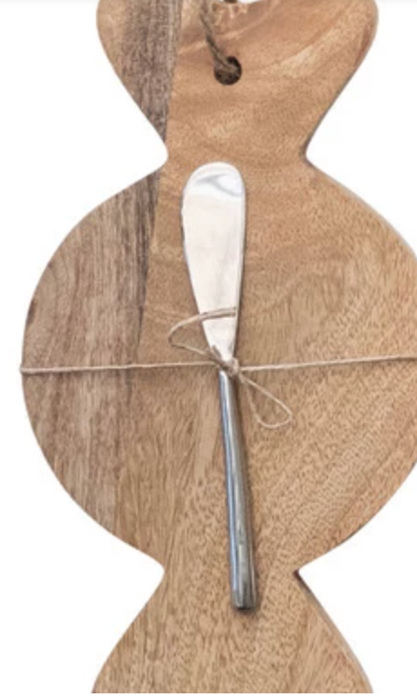 mango wood shaped cheese boards w/knife