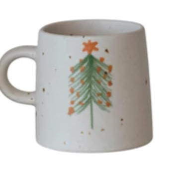 Stoneware mug with Christmas tree