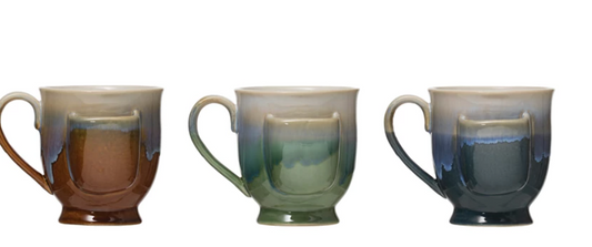 Stoneware mug with tea bag holder