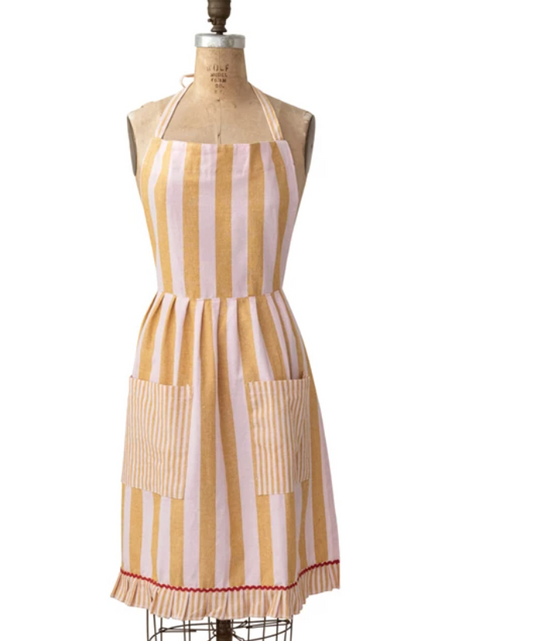 Woven cotton striped apron