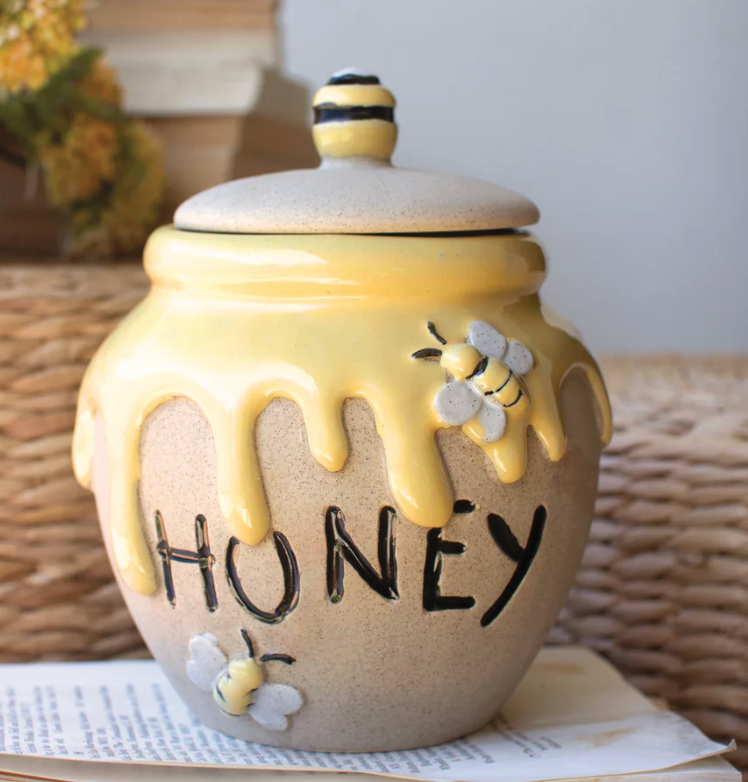Ceramic Honey Jar with Bees