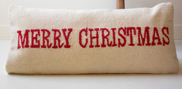 Merry Christmas Hand-hooked pillow