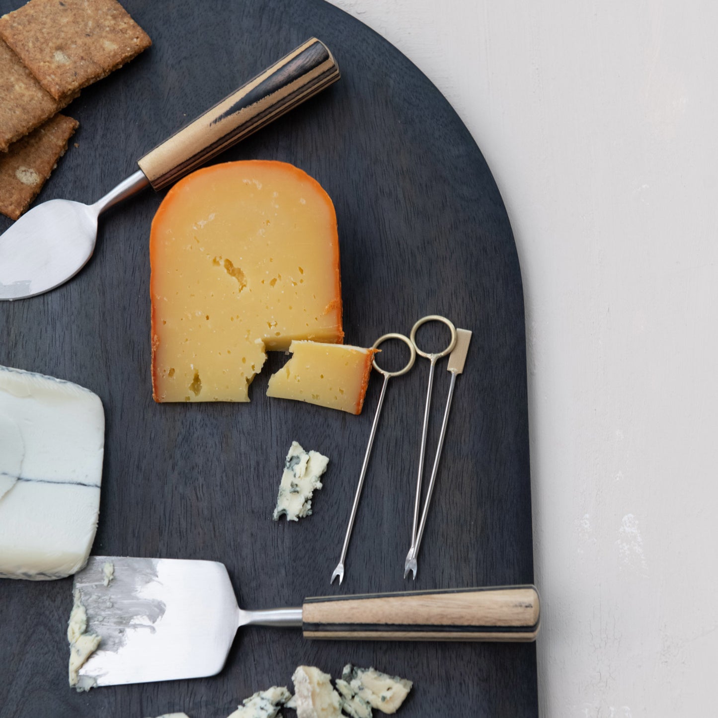 Brass Appetizer Picks w/Mango Wood Holder