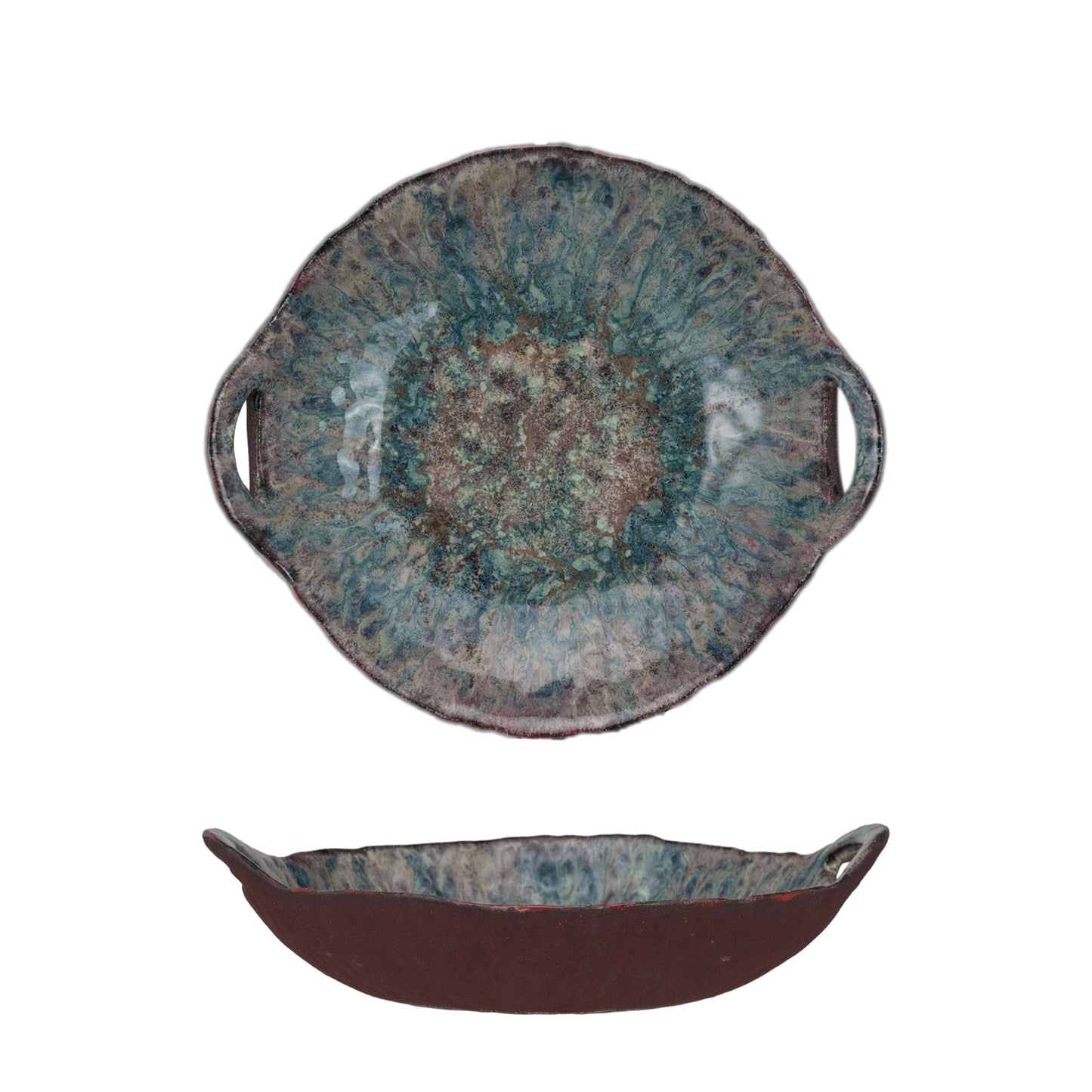 Stoneware bowl with handles