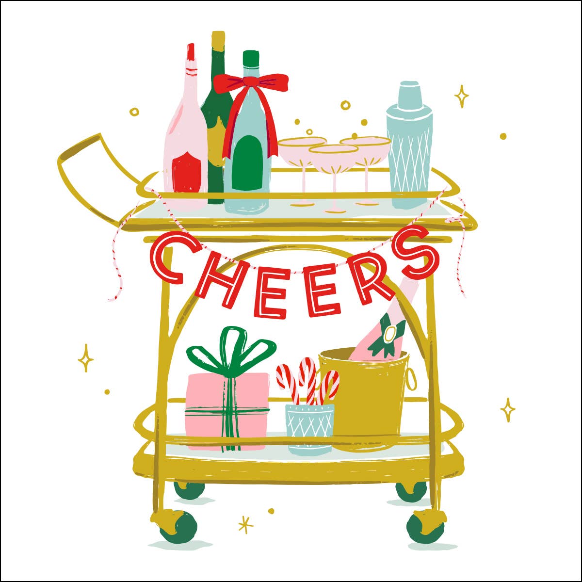 Cheers Holiday Bar Cart Cocktail Napkins