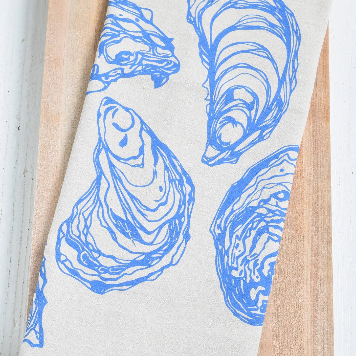 Oyster Tea Towel in Blue-Violet - Organic Cotton - Sea Shell