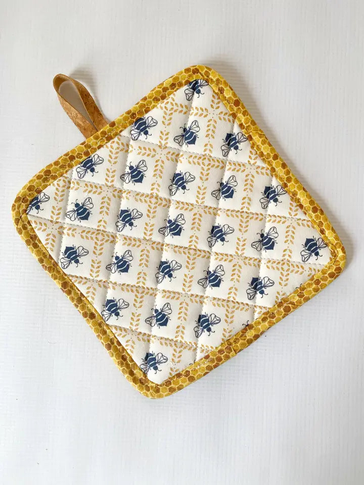 Quilted Cork & Cotton Pot Holder - Alma Boheme