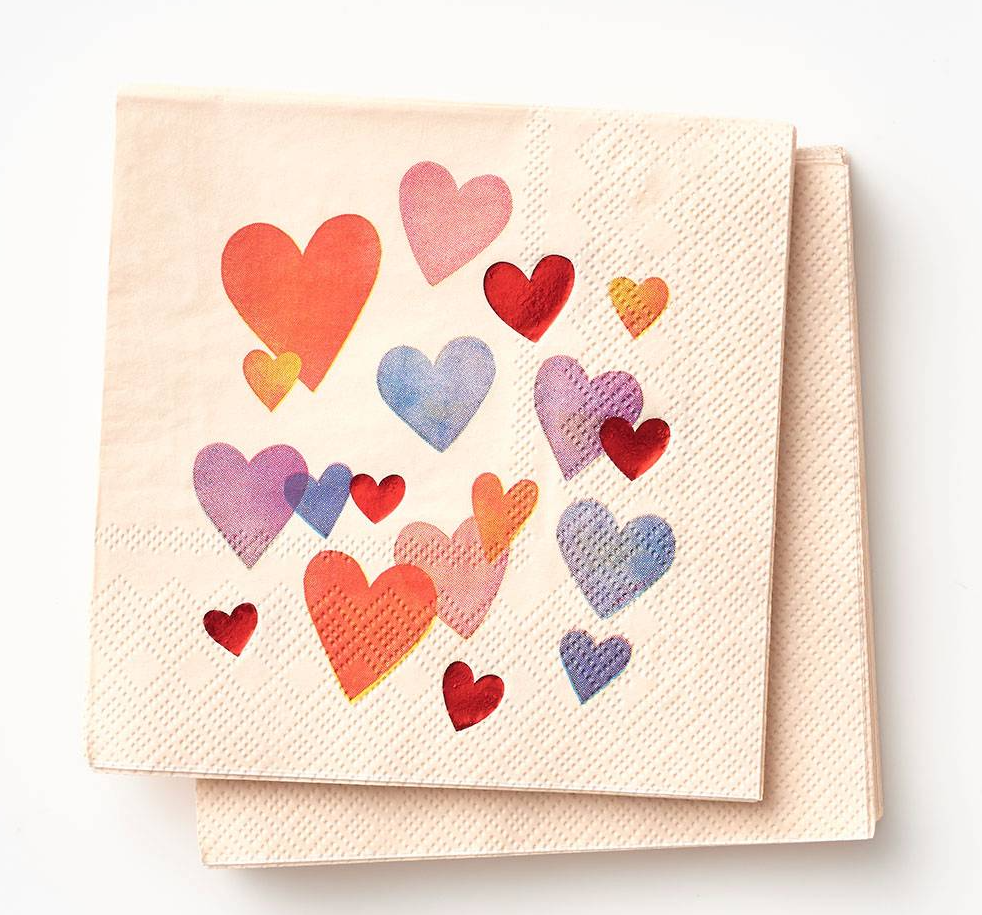 Painted Hearts Valentine's Cocktail Napkin