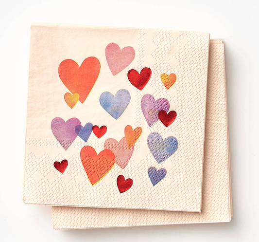 Painted Hearts Valentine's Cocktail Napkin