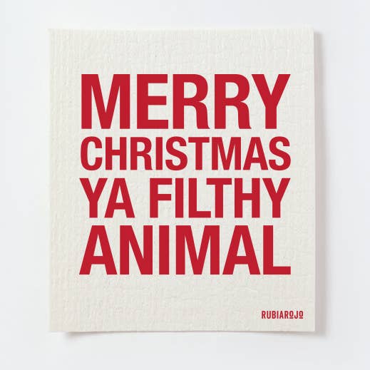 Merry Christmas Ya Filthy Animal holiday Swedish dishcloth