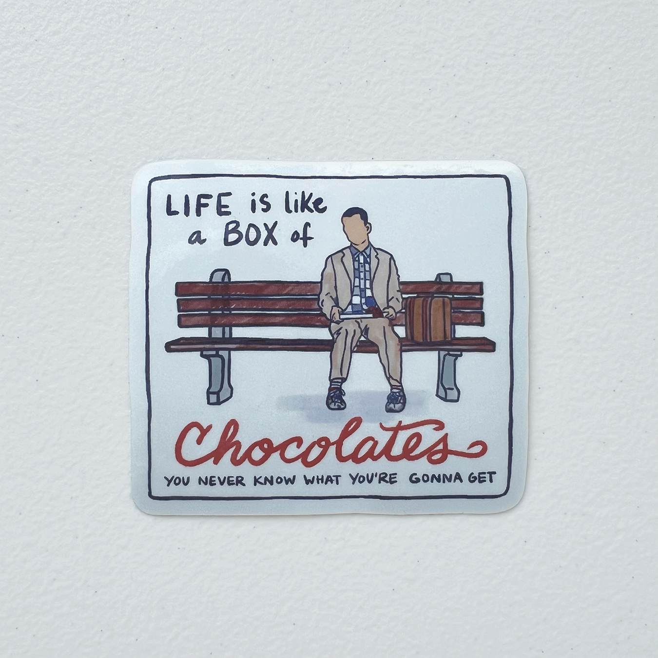 Forrest Gump Bench + Quote Sticker