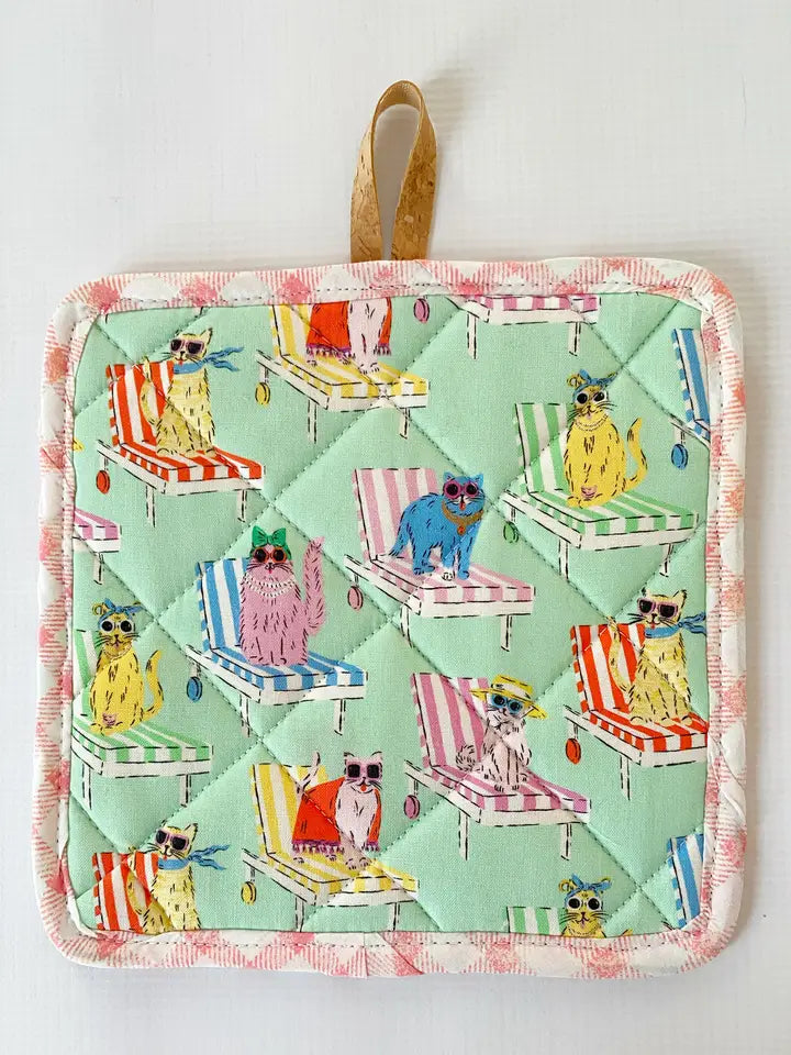 Quilted Cork & Cotton Pot Holder - Alma Boheme