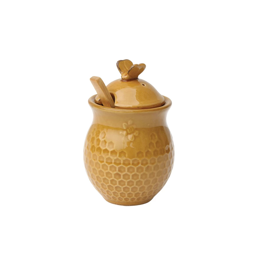 Golden Honey Jar with Dipper