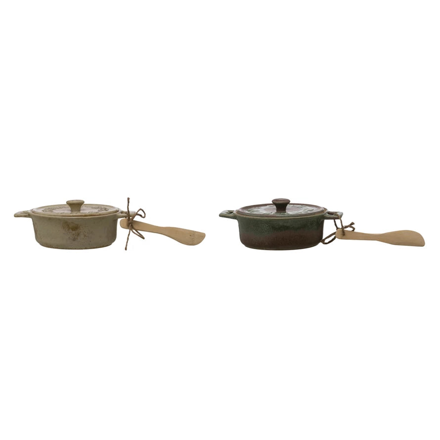 Stoneware Baker w/Bamboo Spreader