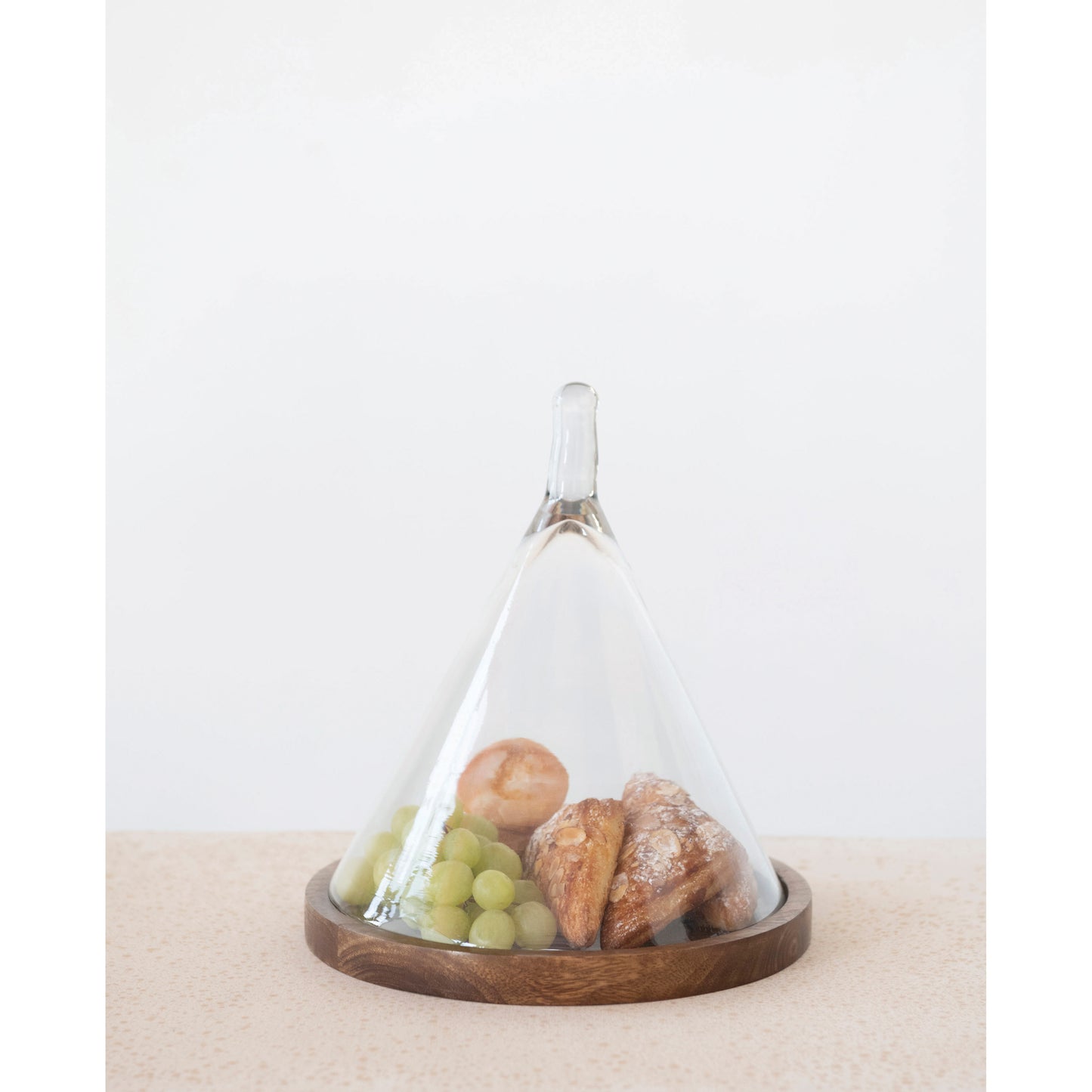 Glass Cloche with Wood Base