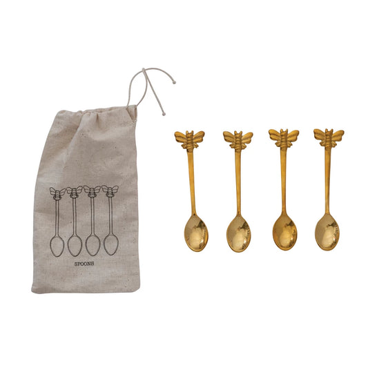 Set of 4 Spoons w/Bees