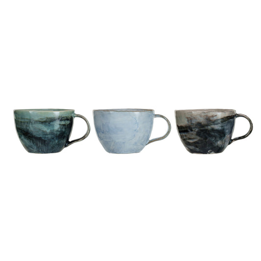 Stoneware 4-1/4 round mug in 3 colors