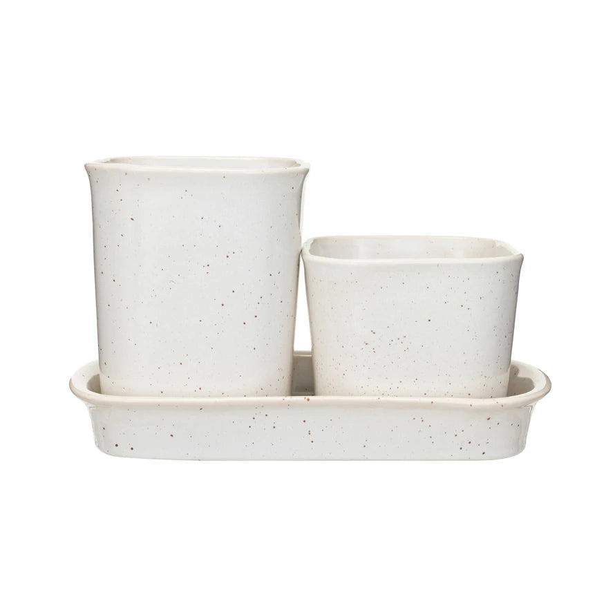 Stoneware Planters/Containers w/ Saucer