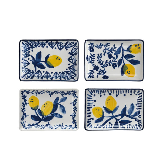Hand Painted Lemon Chinoiserie Plates