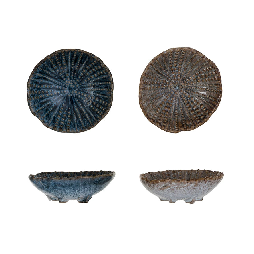 Stoneware Embossed Sea Urchin Shaped Dish