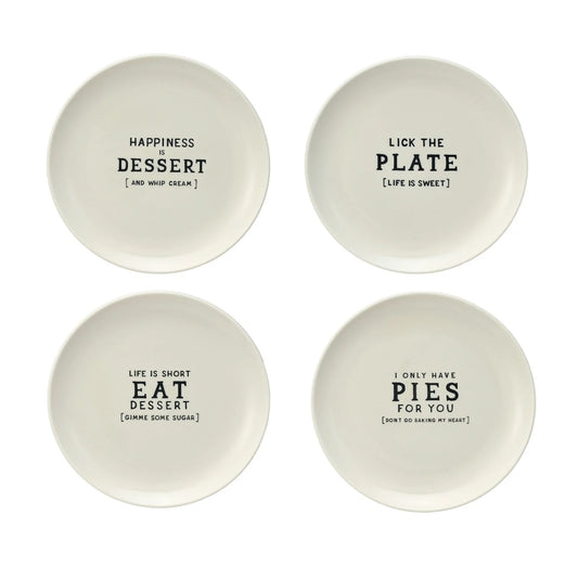 Stoneware Plate w/ Wax Relief Saying, 4 Styles