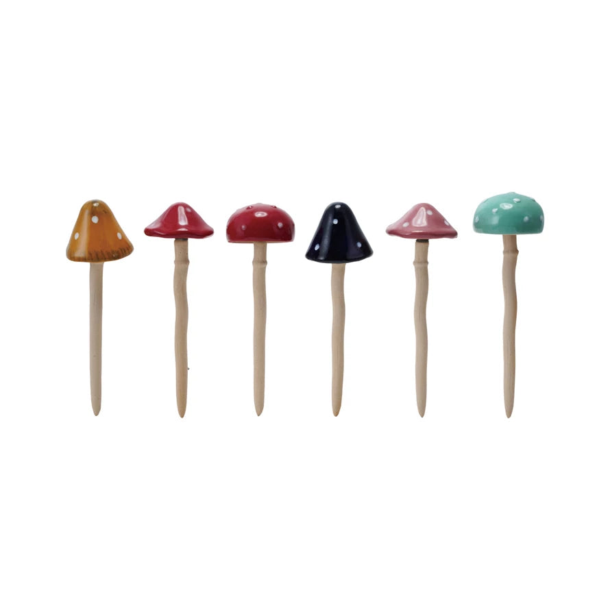 Mushroom Stoneware Plant Stakes