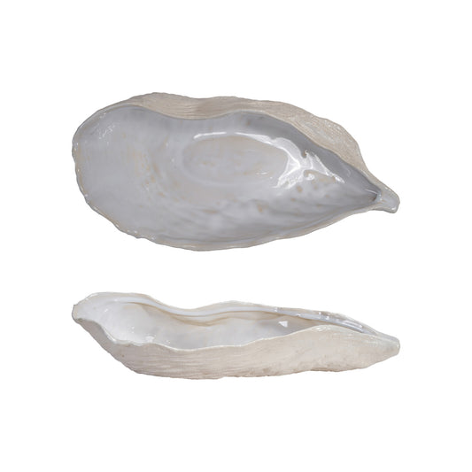 Stoneware oyster shaped dish