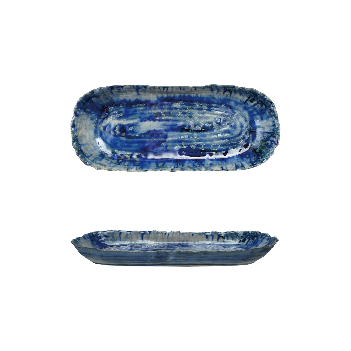 Stoneware Platter - Blue Reactive Glaze