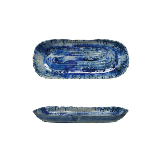 Stoneware Platter - Blue Reactive Glaze