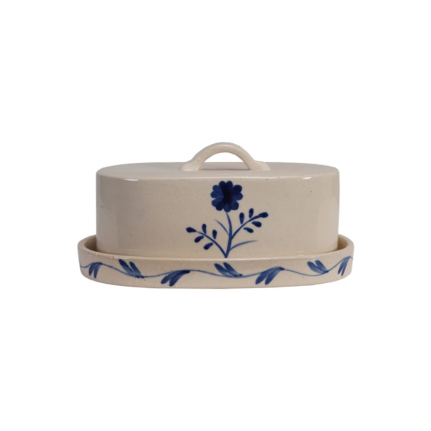 Hand Painted Stoneware Butter Dish