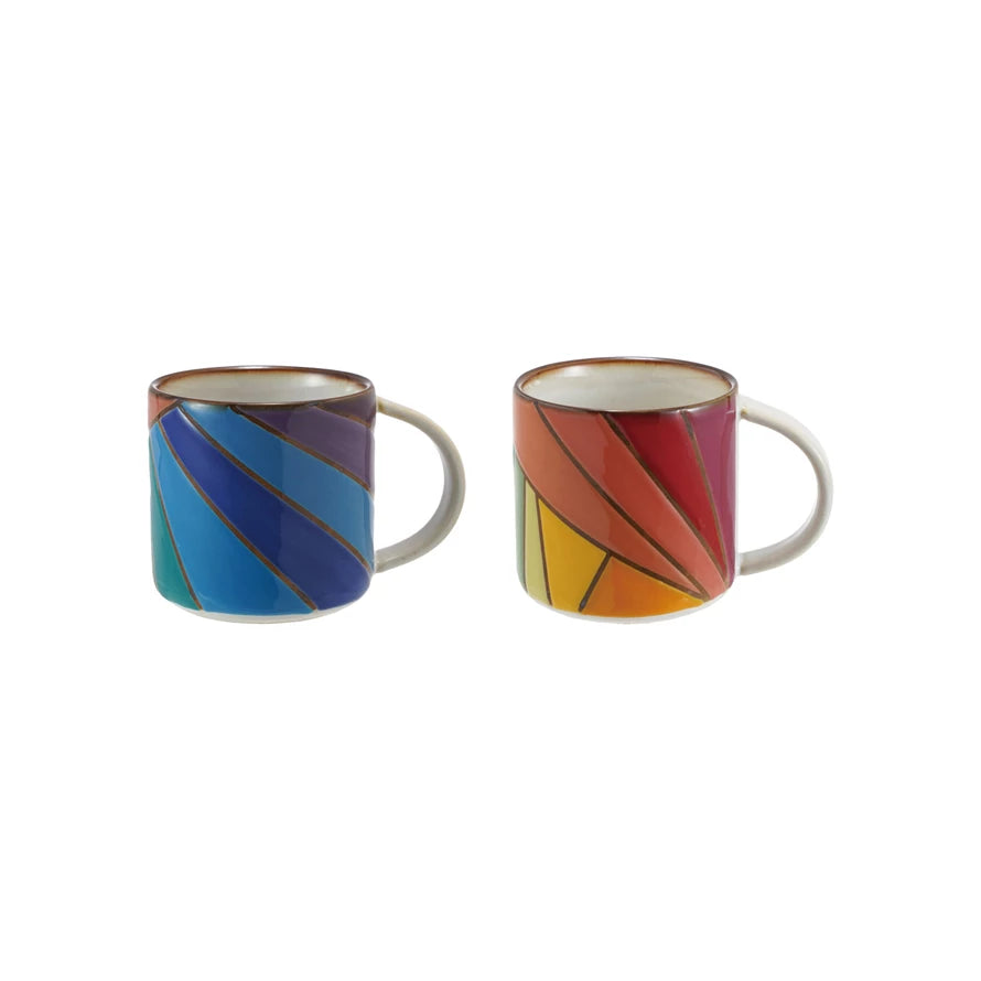Rainbow Stoneware Mug with Wax Relief