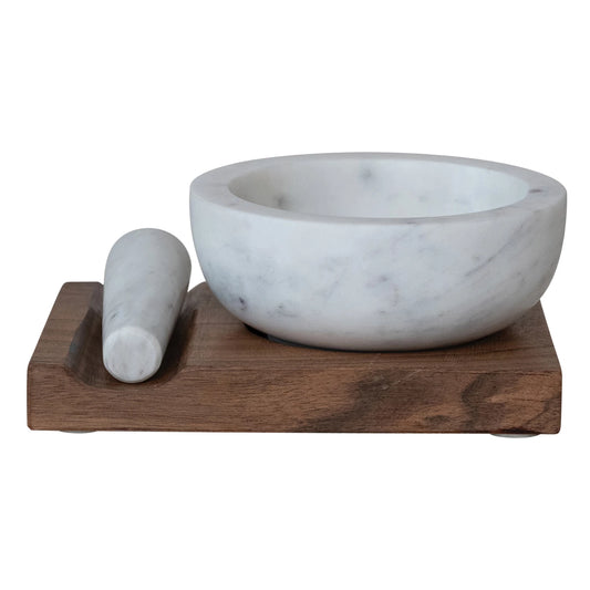 Marble Mortar & Pestle w/Base