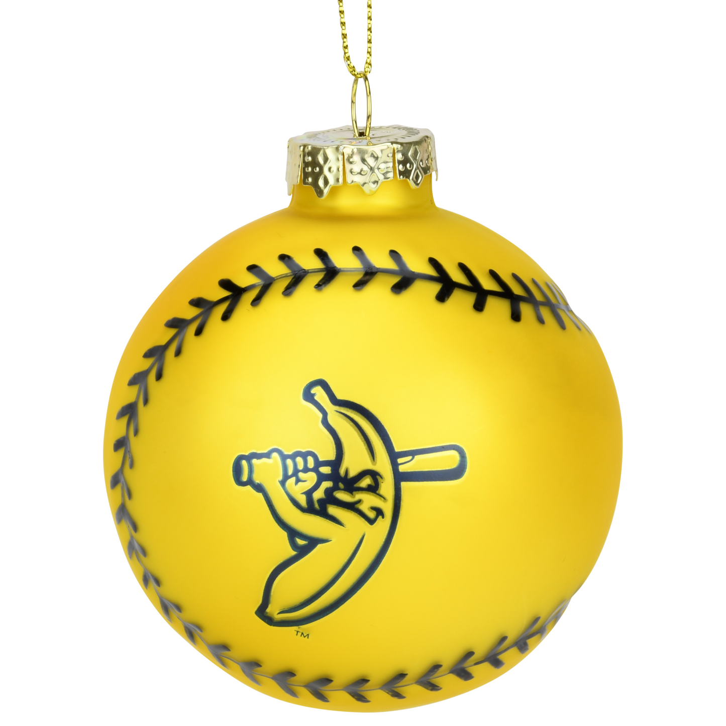 Tree Buddees x Savannah Bananas Yellow Banana Ball Baseball Shaped Glass Official Banana Ball Ornament - Limited Edition