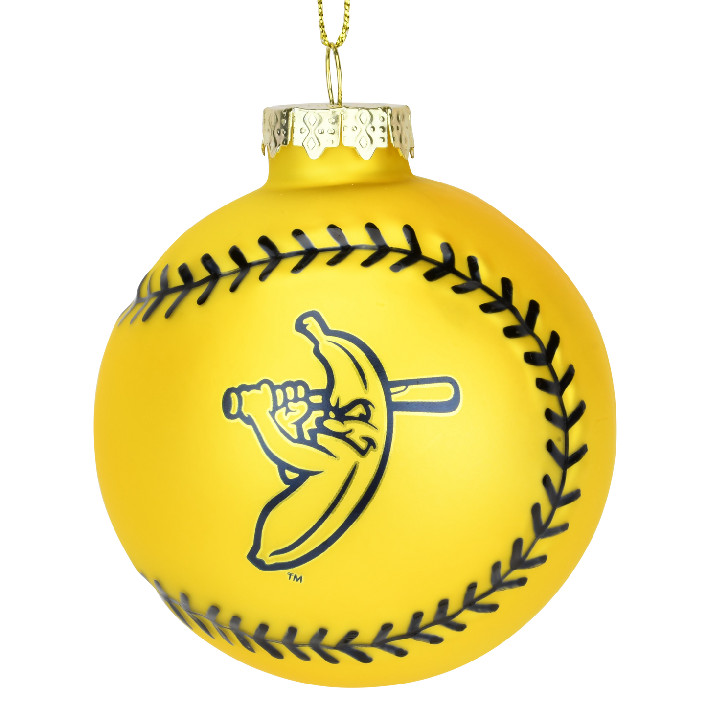 Tree Buddees x Savannah Bananas Yellow Banana Ball Baseball Shaped Glass Official Banana Ball Ornament - Limited Edition