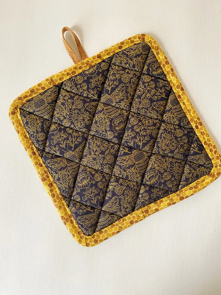Quilted Cork & Cotton Pot Holder - Alma Boheme