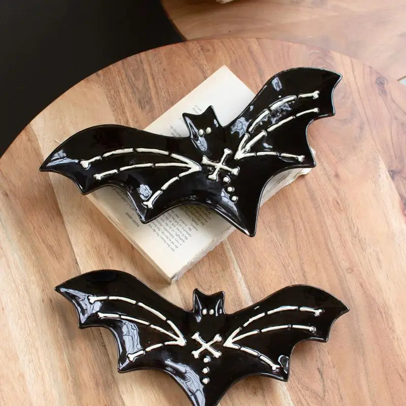 Nesting ceramic bat serving platter