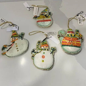 velvet beaded snowman