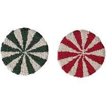 8" round tufted candy striped trivet