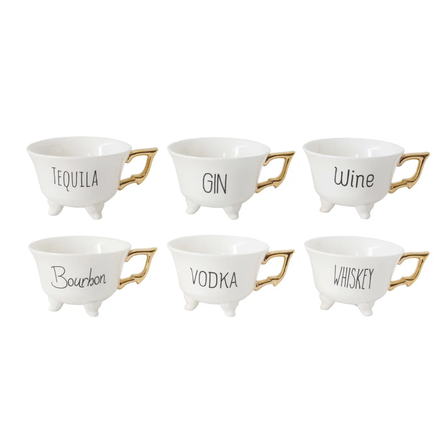 Footed Teacup with Alcohol Names
