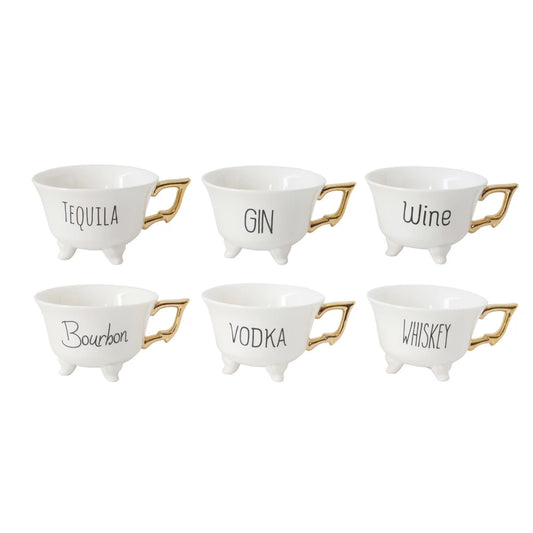 Footed Teacup with Alcohol Names