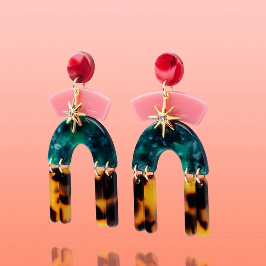 Luz Multi Color Mixed Media Fringe Earrings