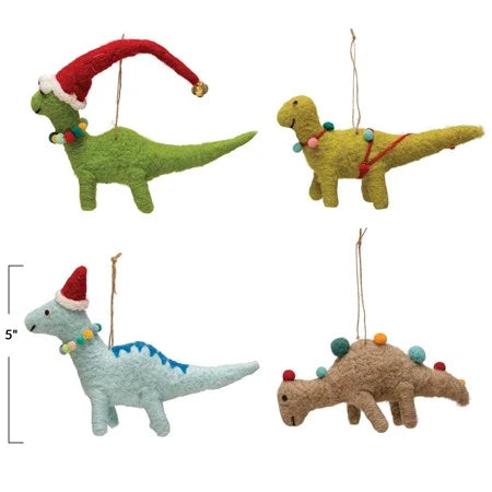 Wool felt dinosaur ornament