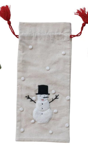 Festive Hand-Embroidered Bottle Bag