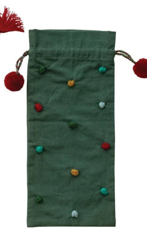 Festive Hand-Embroidered Bottle Bag